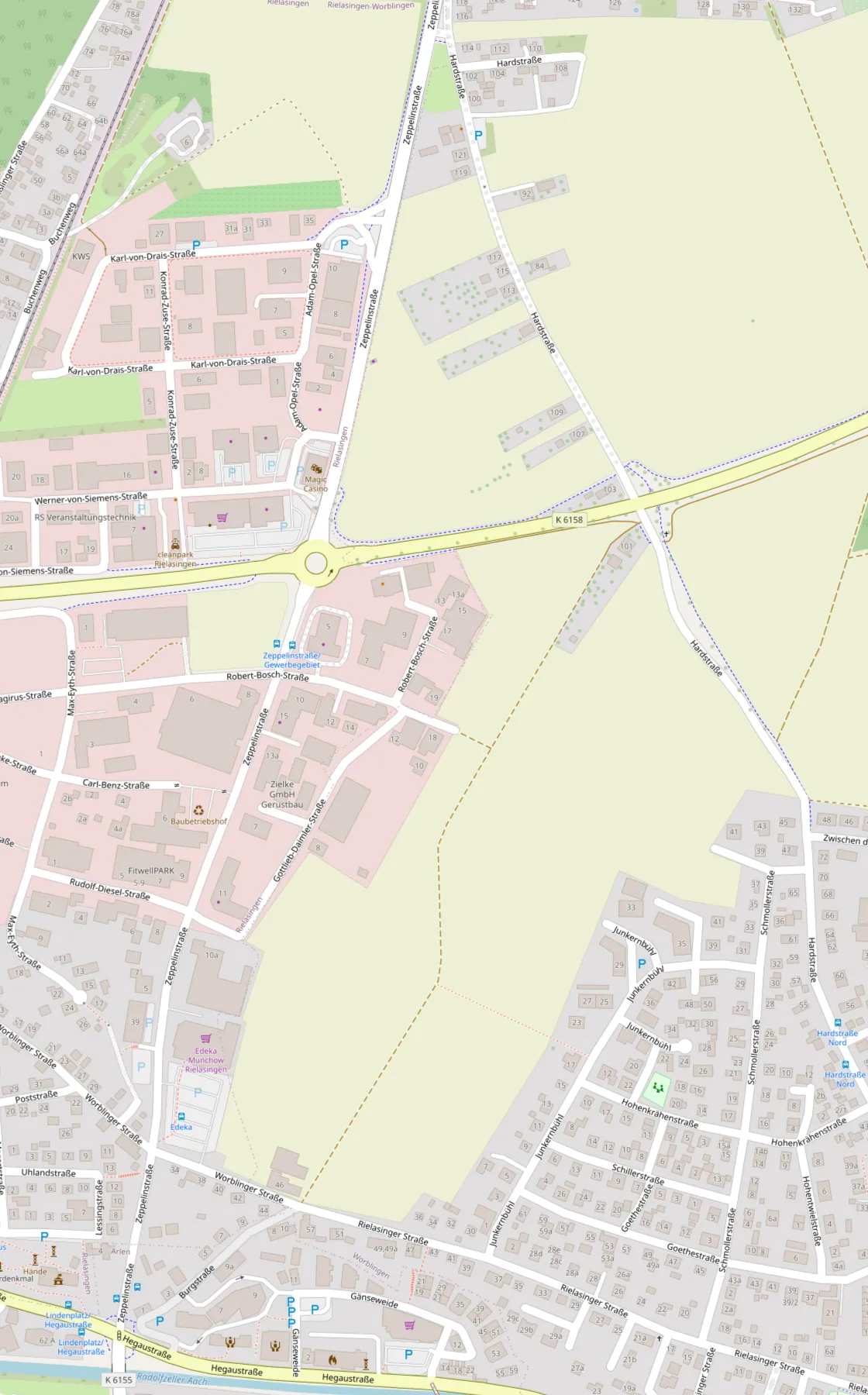 Strassenkarte: Robert-Bosch-Strasse 19, 78239 Rielasingen